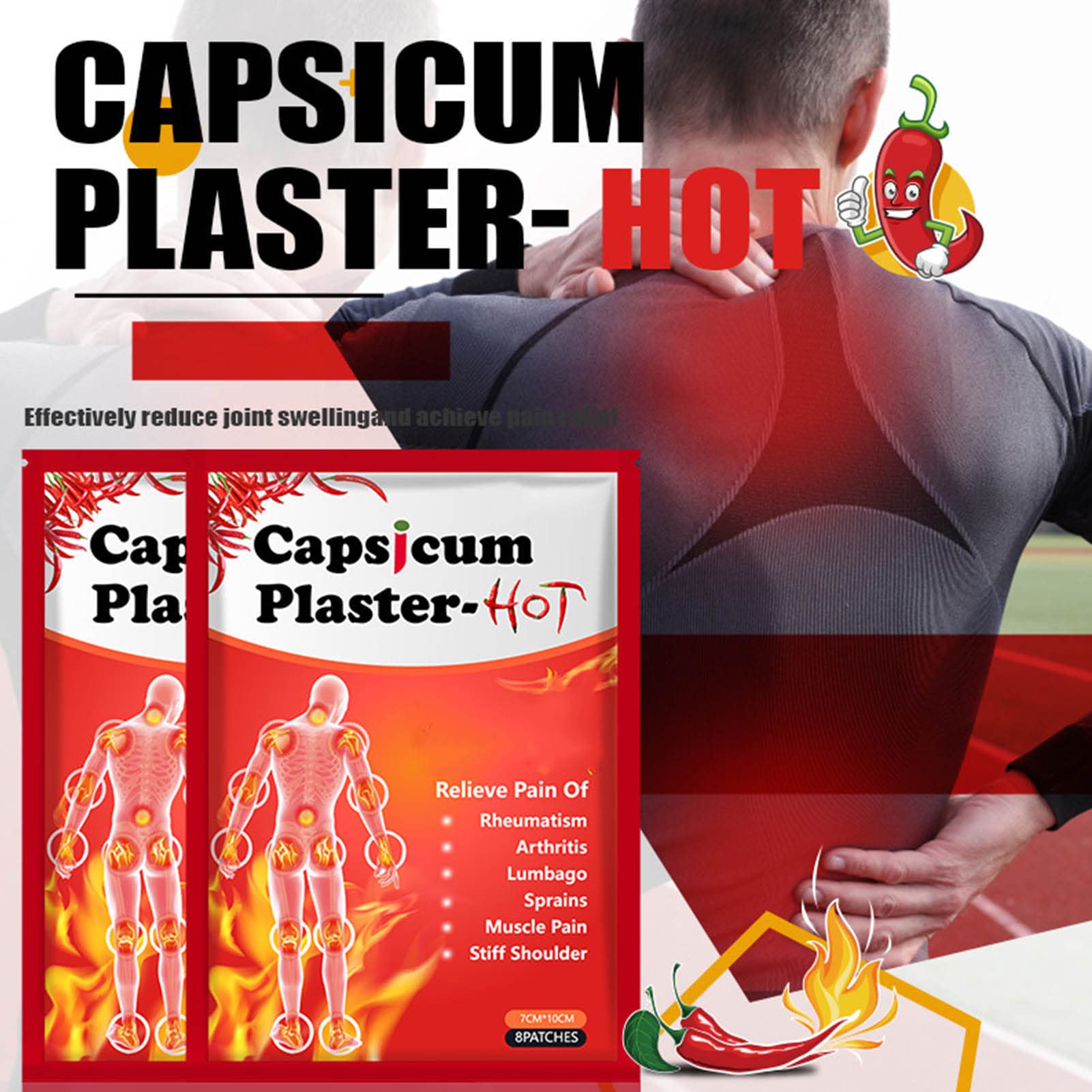 40 Pieces Heat Pain Relief Patches for Back, Neck & Shoulder - Capsicum Plaster for Muscle Pain Relief & Joint Support - Breathable Pain Removal Patch for Workout, Office & Daily Use