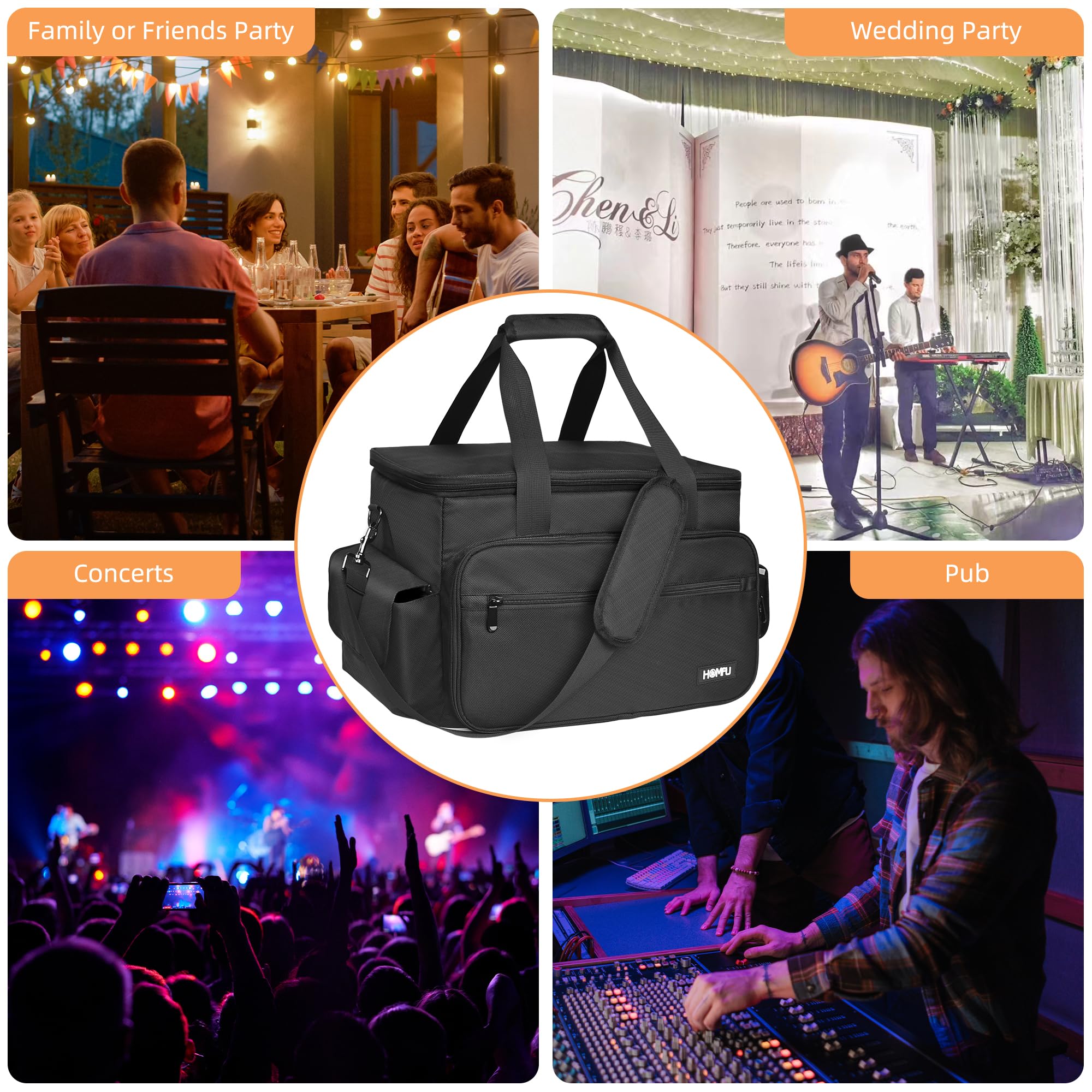 Professional DJ Equipment Bag - High Capacity Gig Gear Organizer with Detachable Padded Dividers | Storage for USB Cables, Sound Equipment & Musician Accessories | Perfect for Travel, Live Performances & Studio Sessions