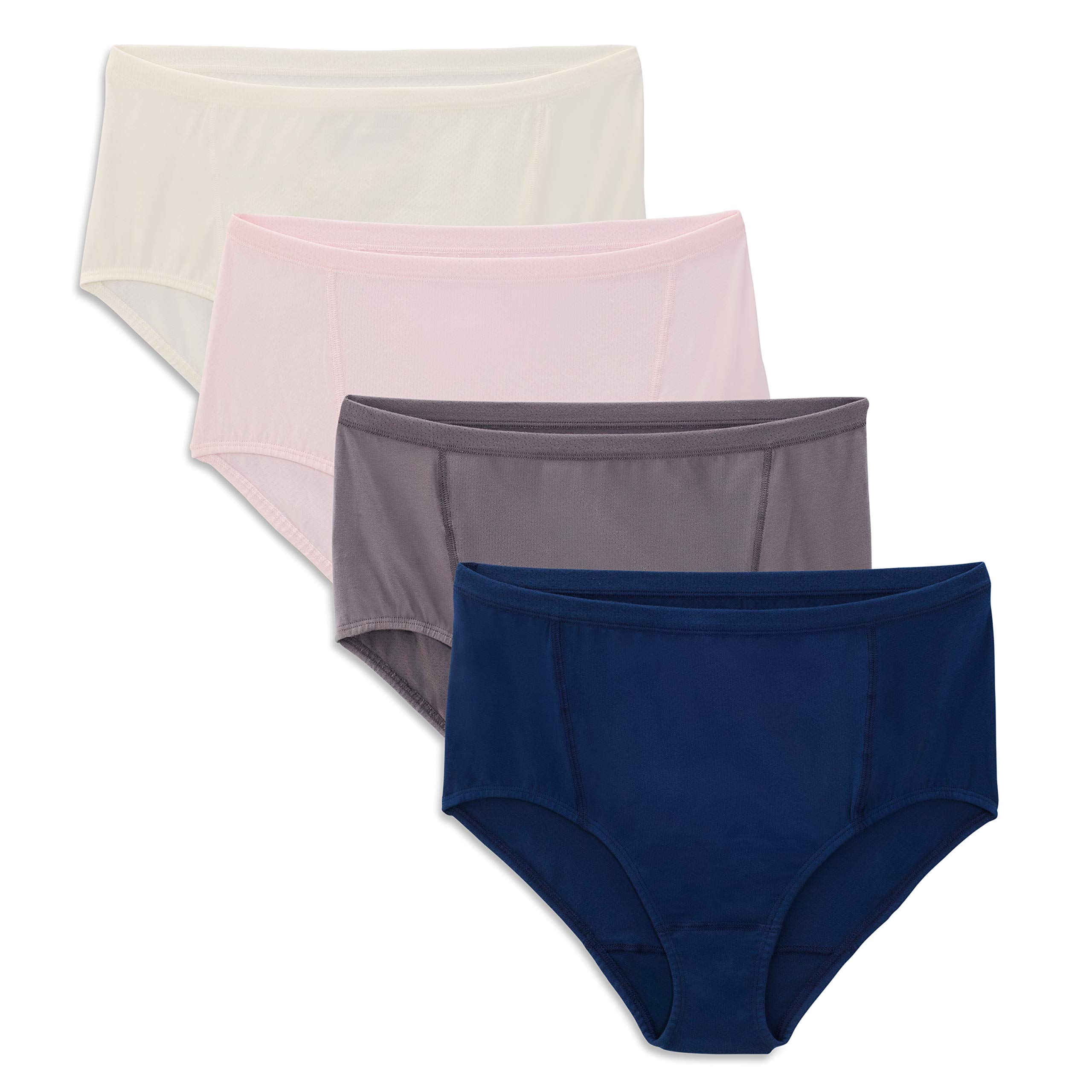 Fruit of the Loom Women's Breathable Cotton Underwear 4-Pack - Soft & Comfortable Everyday Panties for Work, Travel & Lounge
