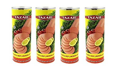 Halal Chicken & Beef Luncheon Loaf - 4 Cans (29.5 oz/837g Each) - Premium Quality, Ready-to-Eat Halal Meat - Perfect for Sandwiches, Salads & Quick Meals - Great for Picnics, Lunches & Emergency Food Supplies