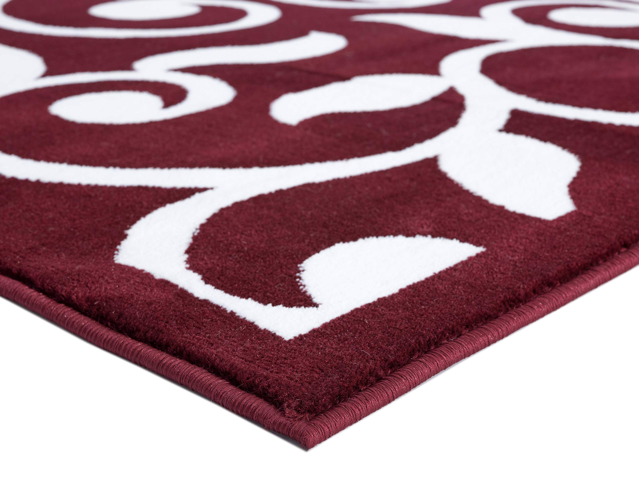 SussexHome Red 4x6 ft Leaves Pattern Area Rug - Non-Slip Kitchen, Living Room, Bedroom & Runner Rug - Machine Washable Indoor Rug for Kids & Home Decor