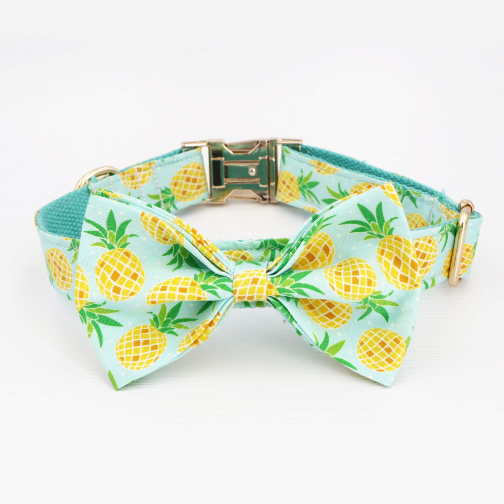 Pineapple Dog Collar with Bow - Adjustable Pet Collar for Small Dogs - Perfect for Weddings, Parties & Special Occasions