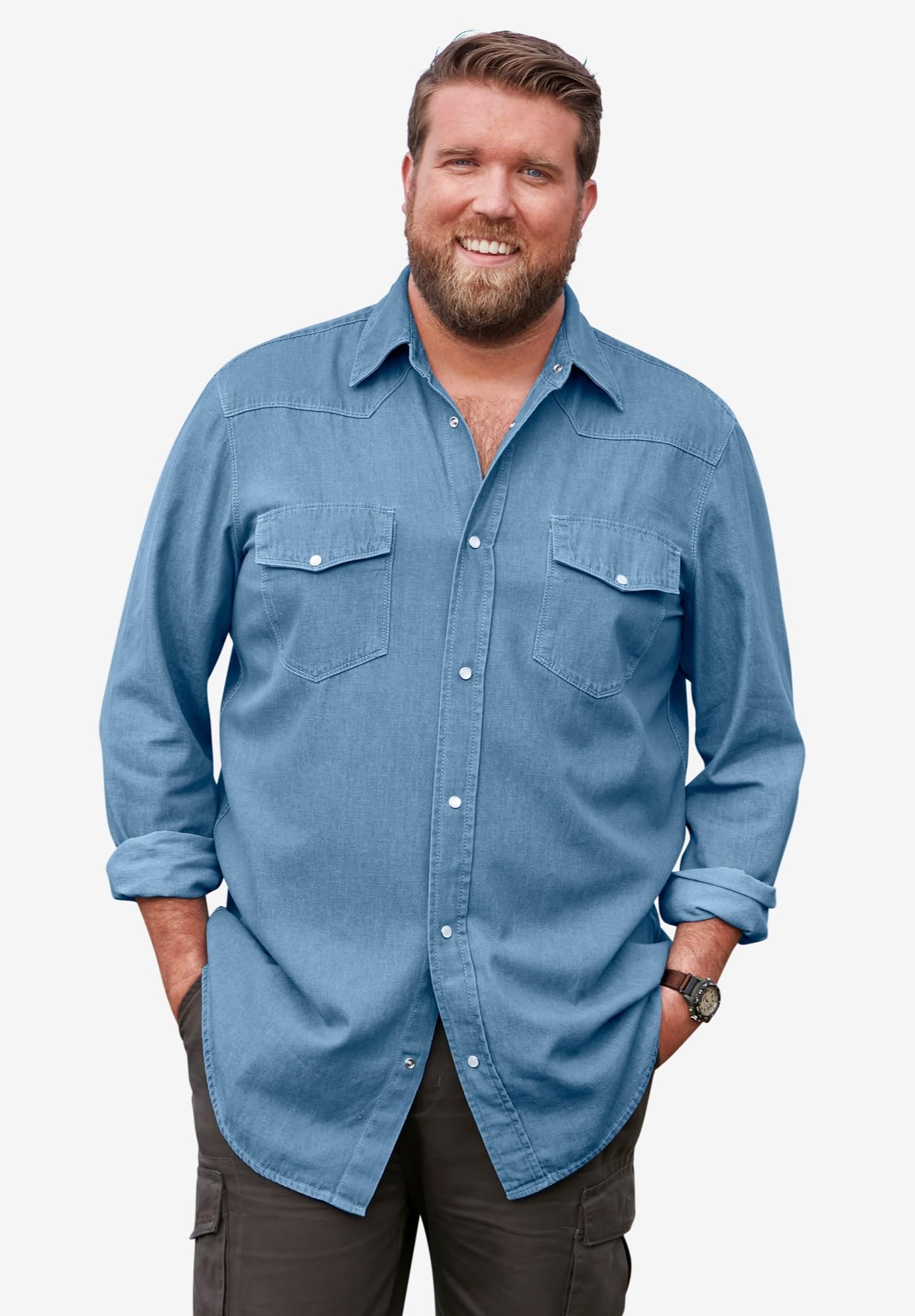 Boulder Creek by Kingsize Men's Big & Tall Western Snap Button Shirt - Comfortable Plaid Work Shirt for Cowboy, Ranch & Outdoor Activities