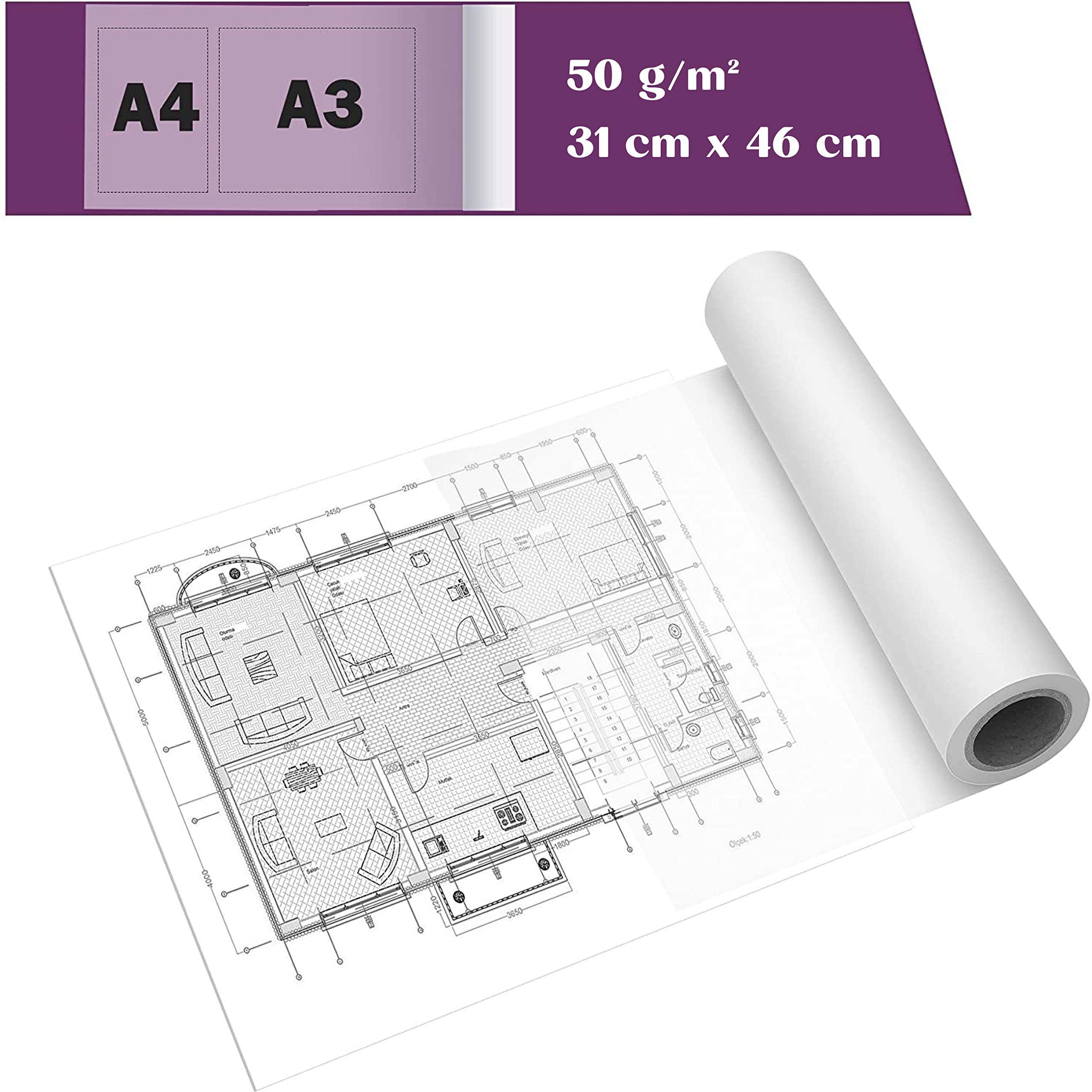 Premium White Tracing Paper Roll 16