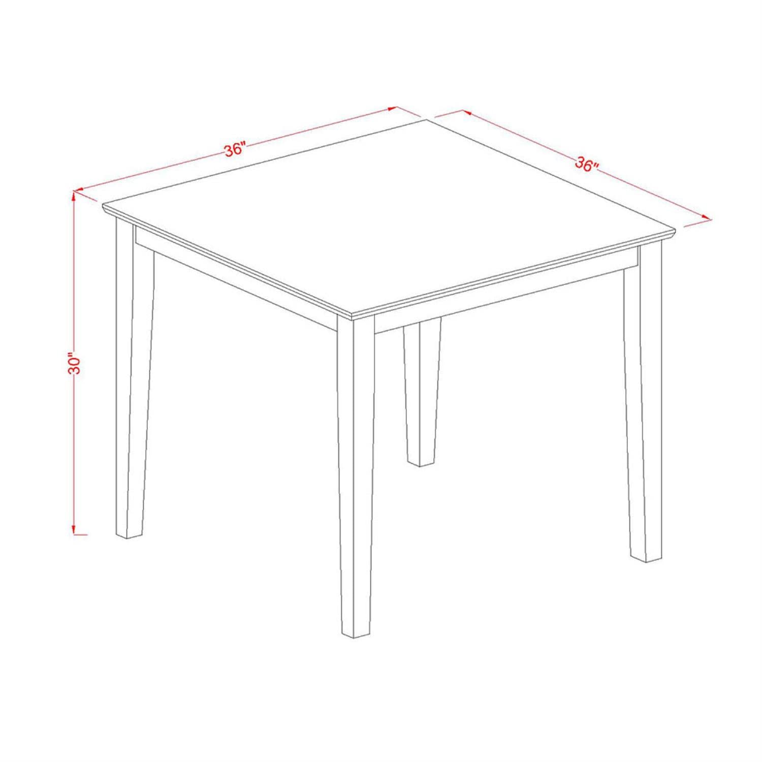 East West Furniture OXCL3-LWH-W 3-Piece White Kitchen Table Set with Square Dining Table & 2 Chairs for Small Spaces - 36x36 Inch Compact Dining Set - Perfect for Apartments, Breakfast Nooks & Cozy Kitchens