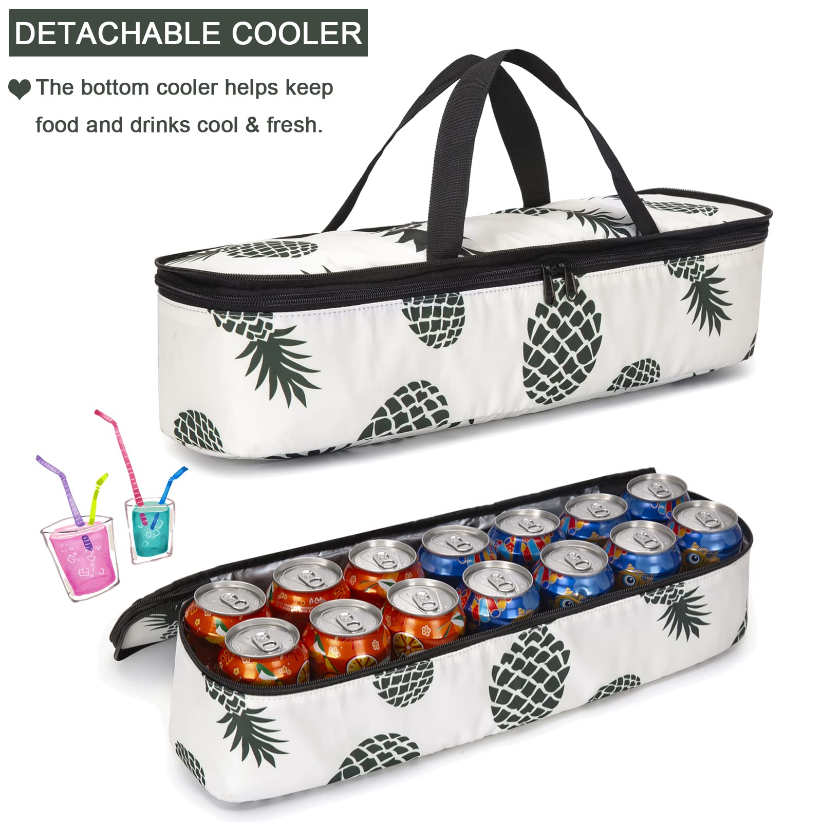 Octsky Large Waterproof Beach Tote Bag with Cooler & 9 Pockets - Sandproof Zippered Pool Bag for Women | Perfect for Beach Trips, Pool Parties & Summer Vacations