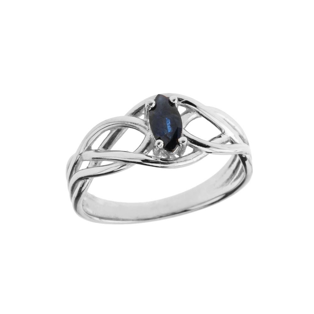 10k White Gold Sapphire Celtic Knot Engagement Ring for Women - Size 7, Promise Ring, Wedding Band, Anniversary Gift - Perfect for Proposals, Valentine's Day & Special Occasions