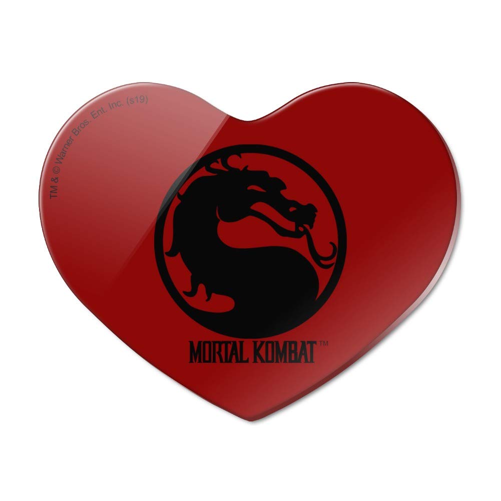 Mortal Kombat Symbol Heart Acrylic Refrigerator Magnet - Cool Gaming Decor for Fridge, Office & Dorm Room