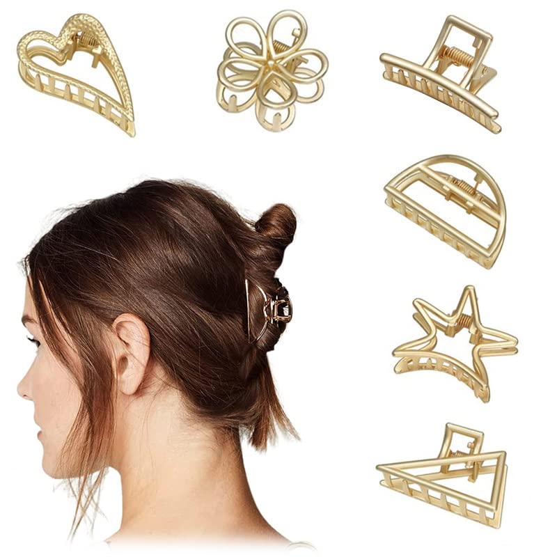 Stylish Metal Hair Clips for Women & Girls - 8 Pack Medium Size Hair Clutchers - Gold Hair Accessories for Women - Perfect Gift for Girls - Great for Parties, Weddings & Everyday Use