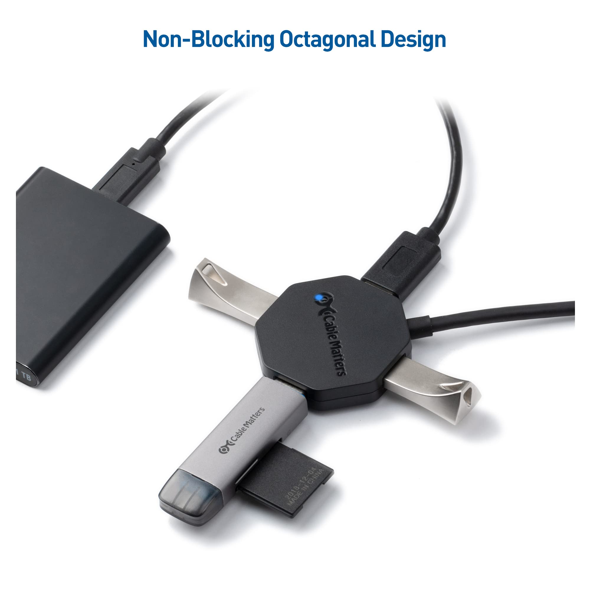 Cable Matters Ultra Mini 4 Port USB C Hub with 4ft Extension Cable - Thunderbolt 4/USB4/Thunderbolt 3 Compatible USB C to USB Hub for MacBook Pro/Air, iPad Pro & Windows Laptops - Perfect for Home Office, Travel & Multi-Device Charging