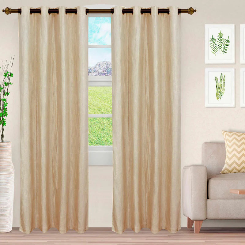 Elegant Metallic Cascade Jacquard Solid Textured Curtain Set for Living Room & Bedroom - Premium Window Treatment for Home Decor