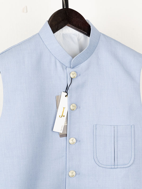 Stylish Sky Blue Waistcoat for Men | J. Junaid Jamshed | Perfect for Weddings, Office & Formal Events