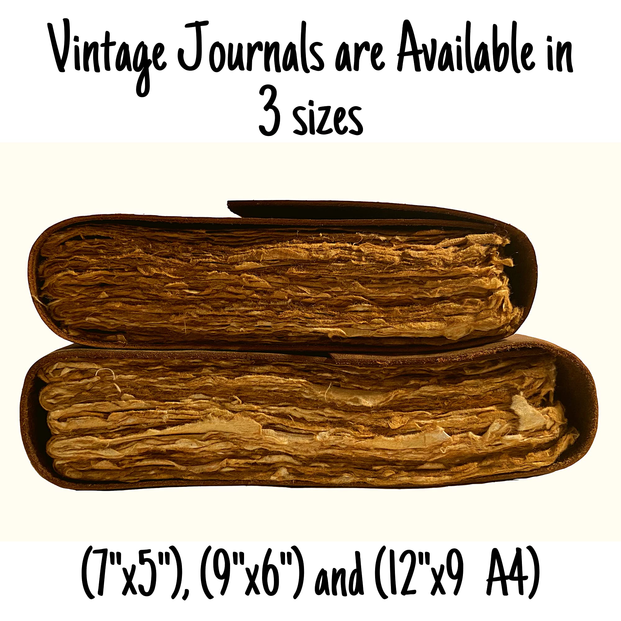 Vintage Leather Journal - 200 Pages Deckle Edge Rustic Paper Unlined Notebook for Book of Shadows, Grimoire, Sketchbook & Scrapbook - Perfect for Fantasy Medieval Gifts, Writing & Art Projects (12