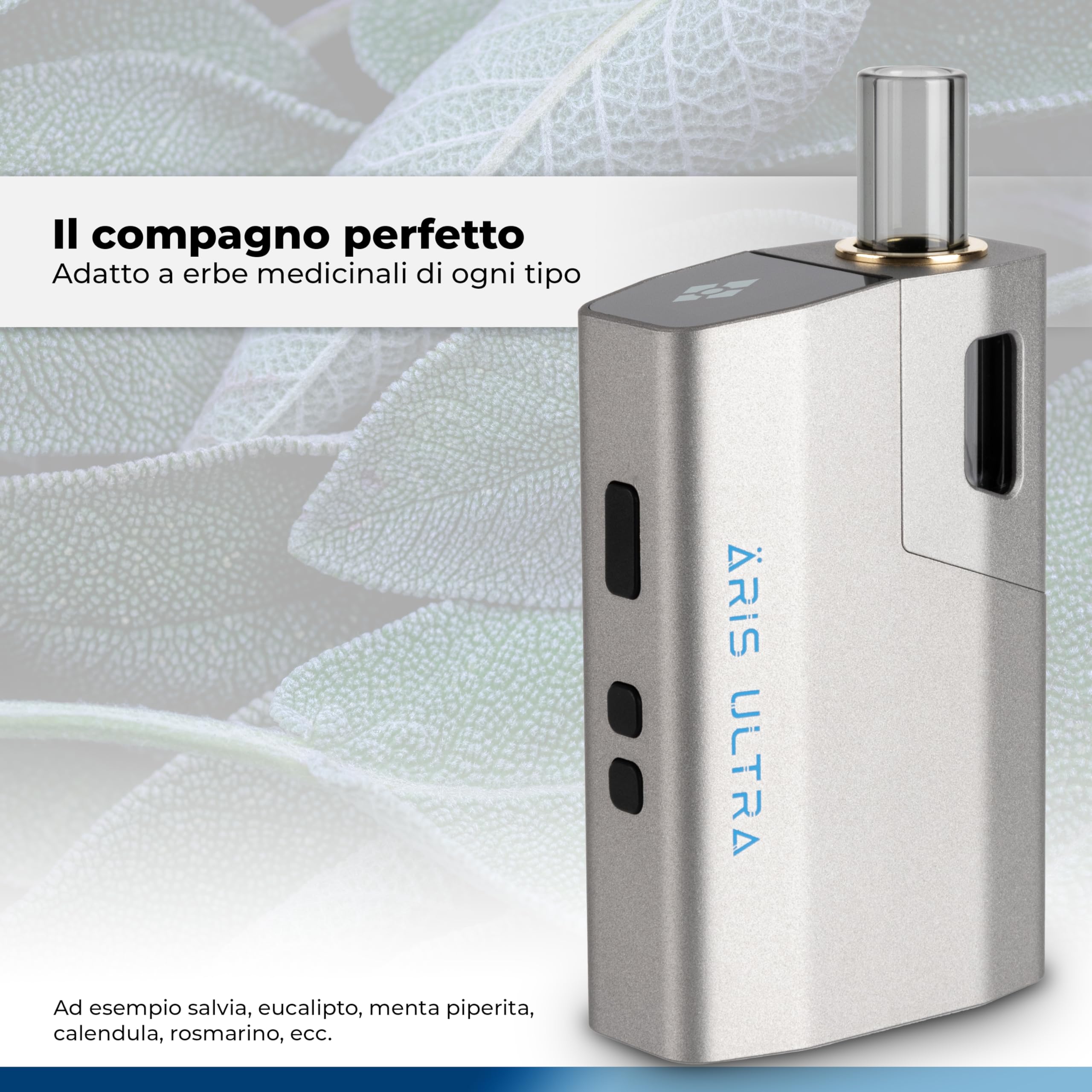 Premium WOLKENKRAFT ÄRiS ULTRA Dry Herb Vaporizer - USB-C Fast Charging | Titanium Chamber | Adjustable Temperature 100-220°C | Customizable Session Timer | ECA Convection Technology *Gun Metal* - Perfect for Home Use & Portable Vaping Sessions