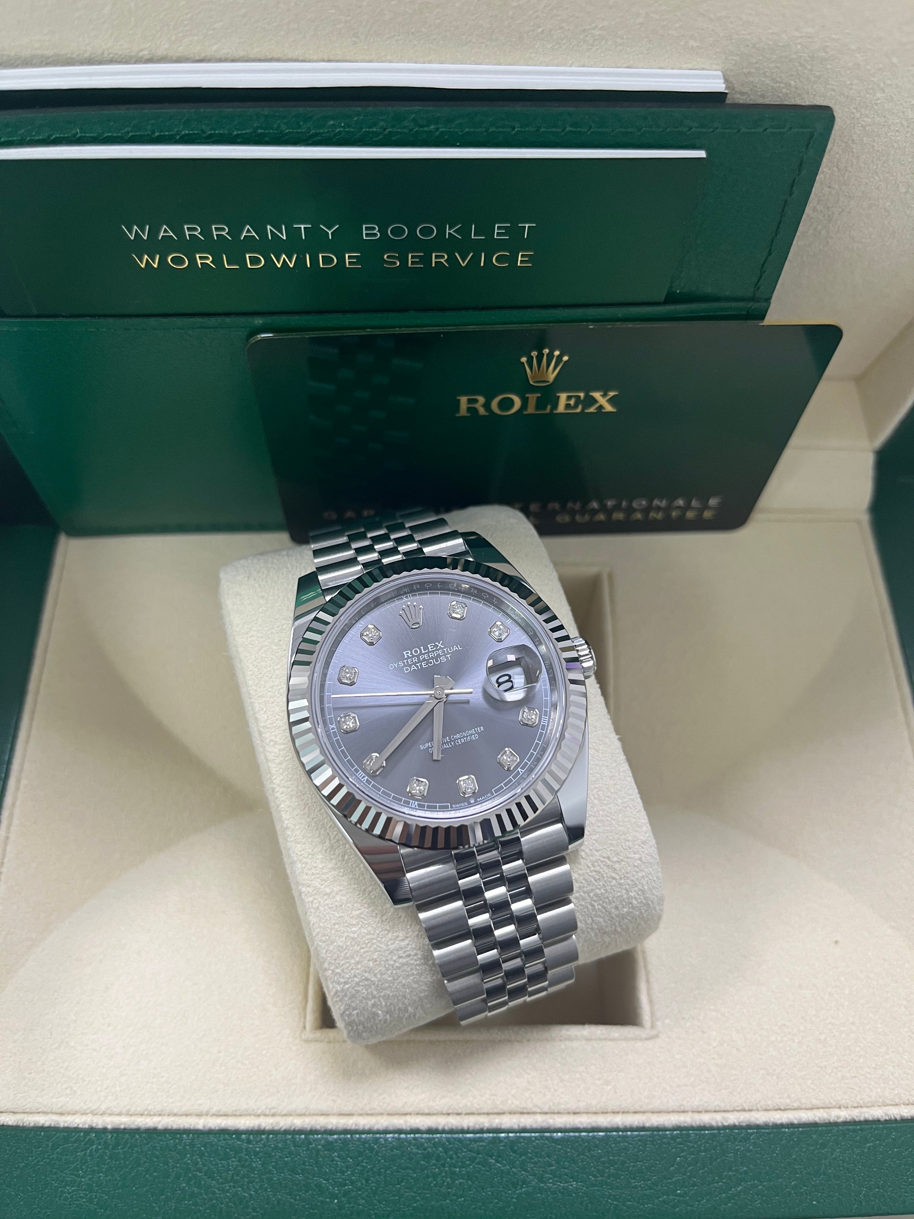 Rolex Datejust 41 18K White Gold & Steel Watch - Dark Rhodium Diamond Dial, Jubilee Bracelet (Ref #126334) | Luxury Men's Dress Watch for Business & Formal Occasions