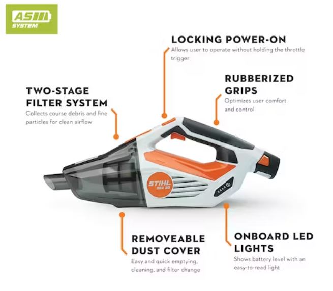 STIHL SEA20S Handheld Vacuum Blower - Powerful 20V Cordless Leaf Blower for Yard, Garden, and Patio Cleaning