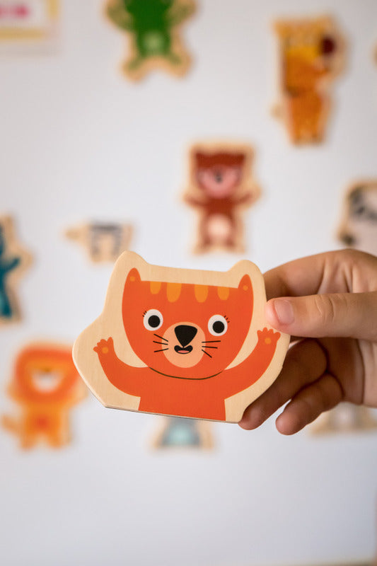 Jungle Animals Wooden Kids Magnet Set - 24 Piece Educational Toy for Toddlers, Djeco - Perfect for Fridge Play, Classroom Learning & Sensory Development