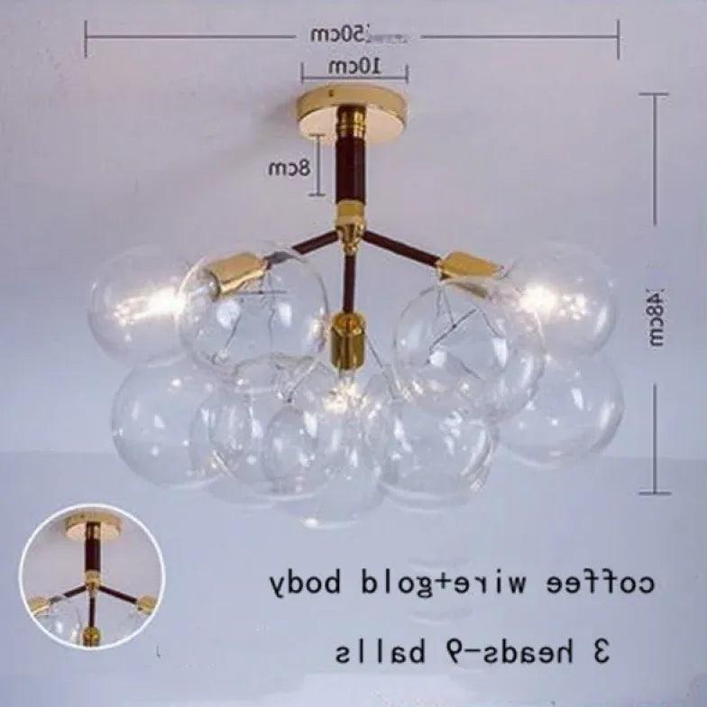 Elegant Transparent Glass Bubble Chandelier - Modern Artistic Lighting Fixture for Dining Room, Living Room & Bedroom Decor