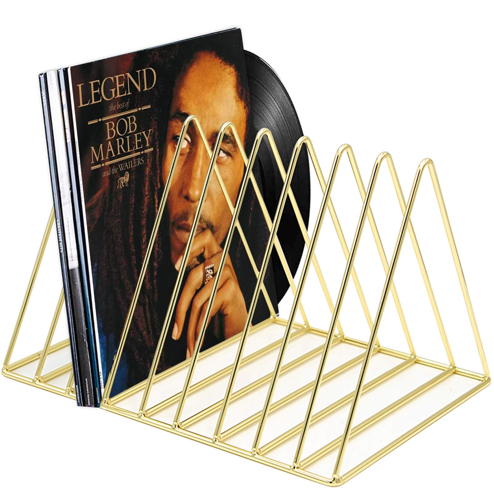Pashion Vinyl Record Stand Holder - Desktop Album Storage Rack, Triangle Vinyl Record Shelf Display for Home & Office - Durable Vinyl Coated Metal Wire Rack for LP Records - Perfect for Living Room, Bedroom, Studio & Music Room Decor
