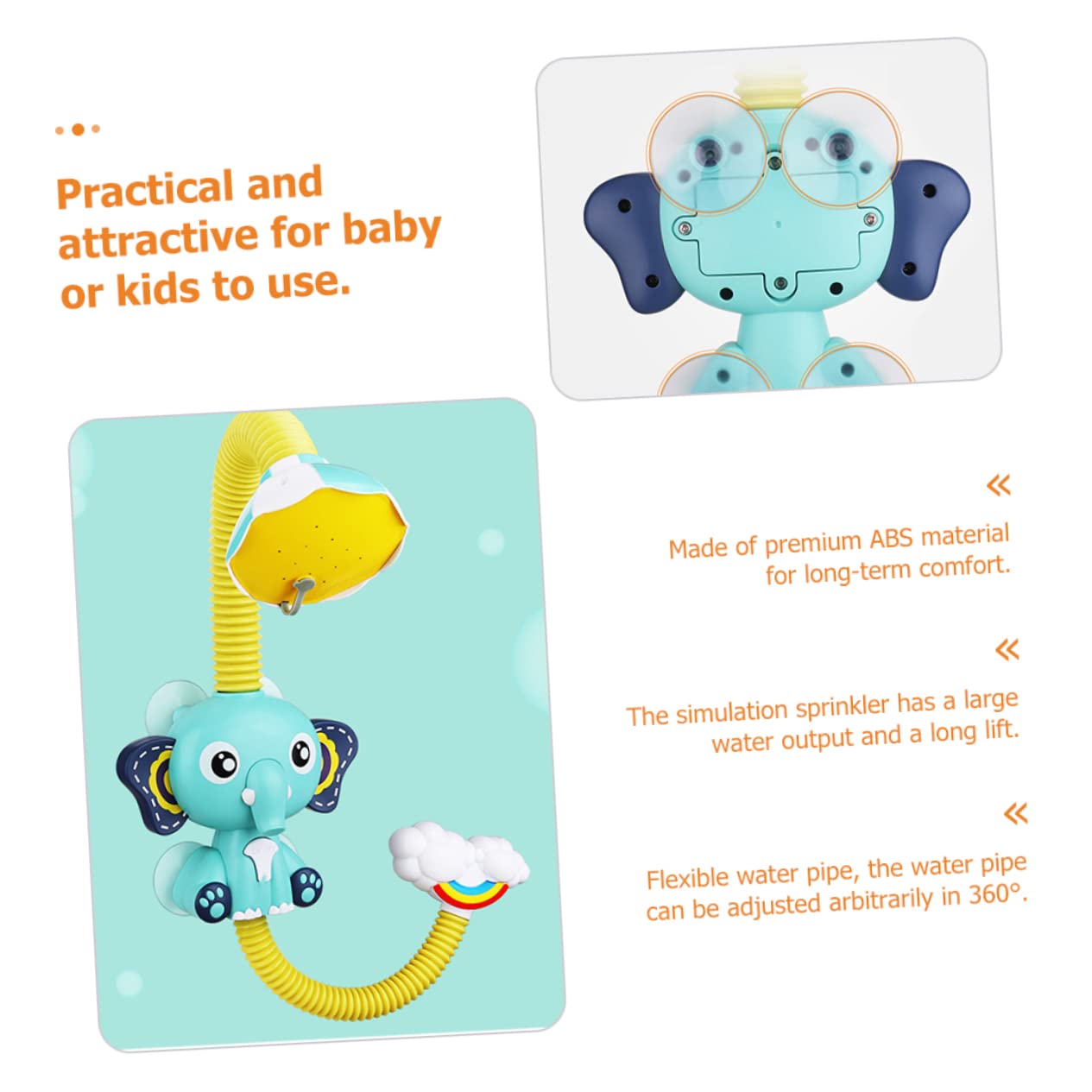 HEMOTON 3-Pack Electric Elephant Bath Toys with Shower Sprayer - Fun Water Sprinkler Bathtub Toys for Kids, Safe Plastic Baby Shower Accessories (Great for Bath Time Play & Sensory Development)