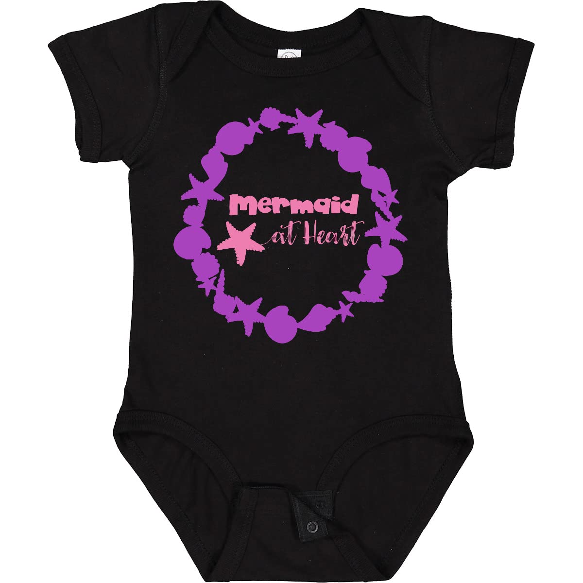 Inktastic Mermaid at Heart Baby Bodysuit - Cute Starfish & Seashells Design - Perfect for Beach Trips, Pool Parties & Summer Outfits