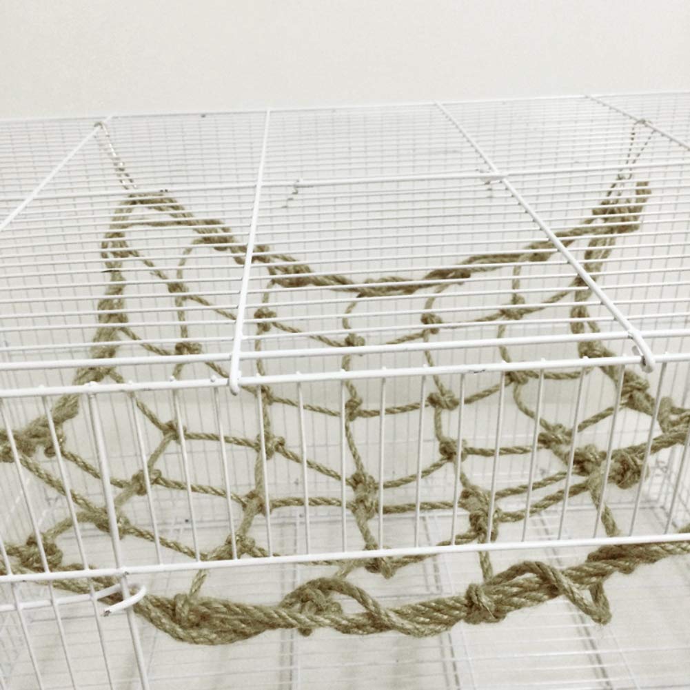 Tutuba Parrot Climbing Net - Natural Wood & Hemp Rope Ladder Toy for Birds - Play Gym, Hanging Swing & Perch Hammock - Cage Decor Accessories for Parakeets, Cockatiels, Macaws (Perfect for Playtime & Exercise)
