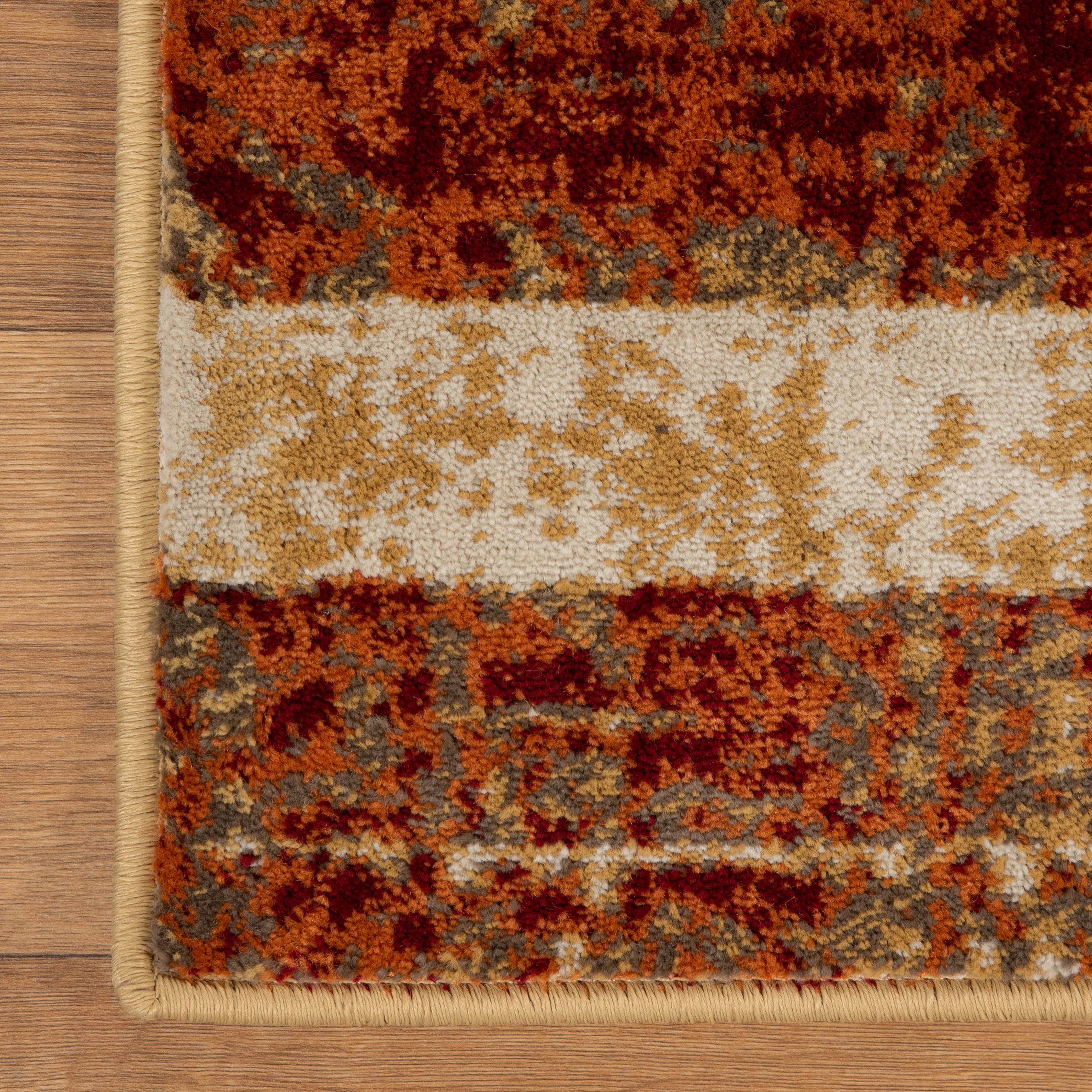 Radko Modern Striped Indoor Area Rug or Runner - Soft Non-Slip Living Room Carpet - Perfect for Bedroom, Hallway & Home Decor