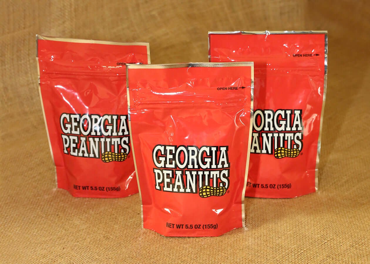 Georgia Peanut Stand Up Packs - Fresh Roasted Peanuts in Resealable Bags for Snacking, Travel & Office Use