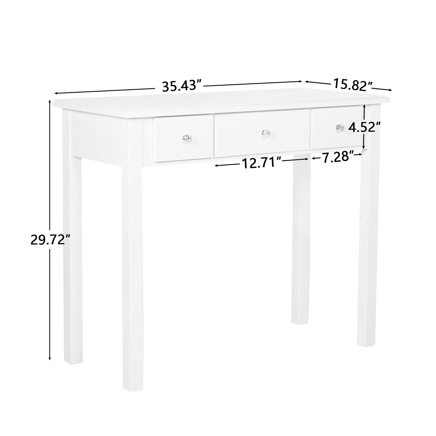 STHOUYN Compact White Writing Desk with Drawers - Space-Saving Home Office Desk, Study Table for Adults & Students, Vanity Makeup Dressing Table - Perfect for Small Bedrooms, Apartments & Dorm Rooms (White)