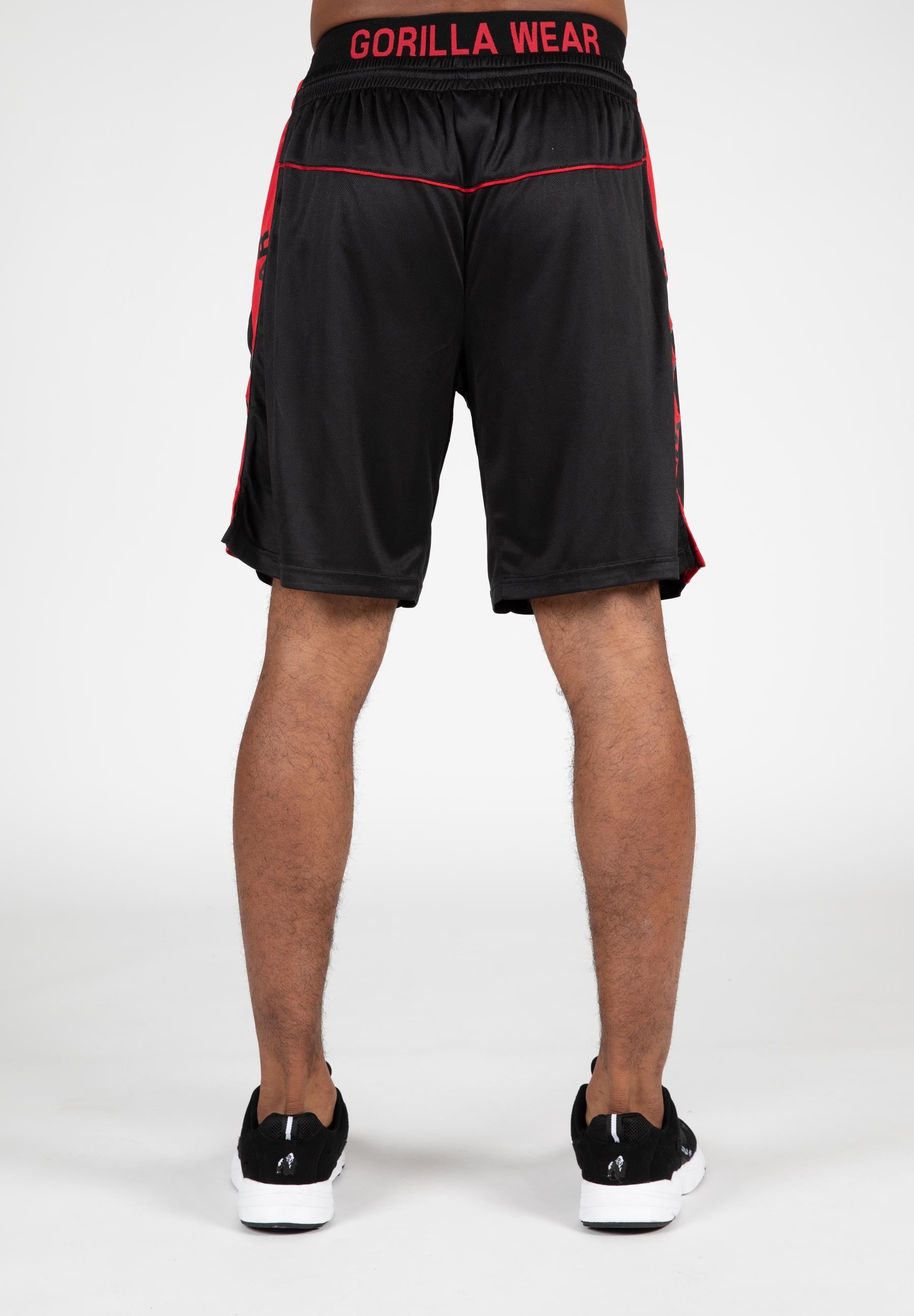 **Atlanta Shorts for Men - Black & Red Athletic Running Shorts with Pockets - Perfect for Gym, Workout, and Casual Wear**