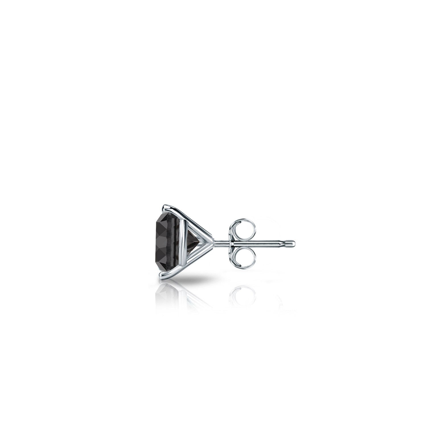 14K White Gold Round Black Diamond Stud Earrings (1/4 to 2ct TW) - 3-Prong Martini Setting with Push Back - Elegant Everyday Jewelry & Perfect Gift for Women