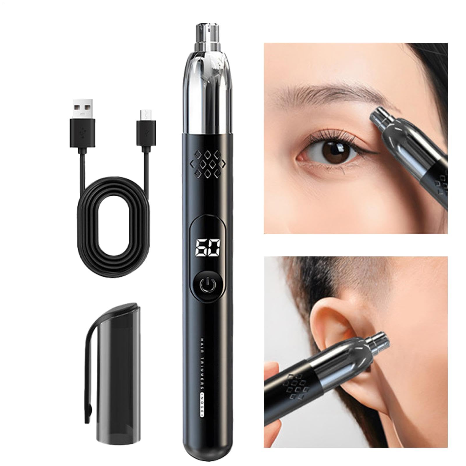 Electric Nose Hair Trimmer - Painless & Safe Ear & Nose Hair Remover, Battery-Operated Eyebrow & Facial Grooming Tool for Men, Portable Travel Grooming Kit - Perfect for Home, Office & Travel Use