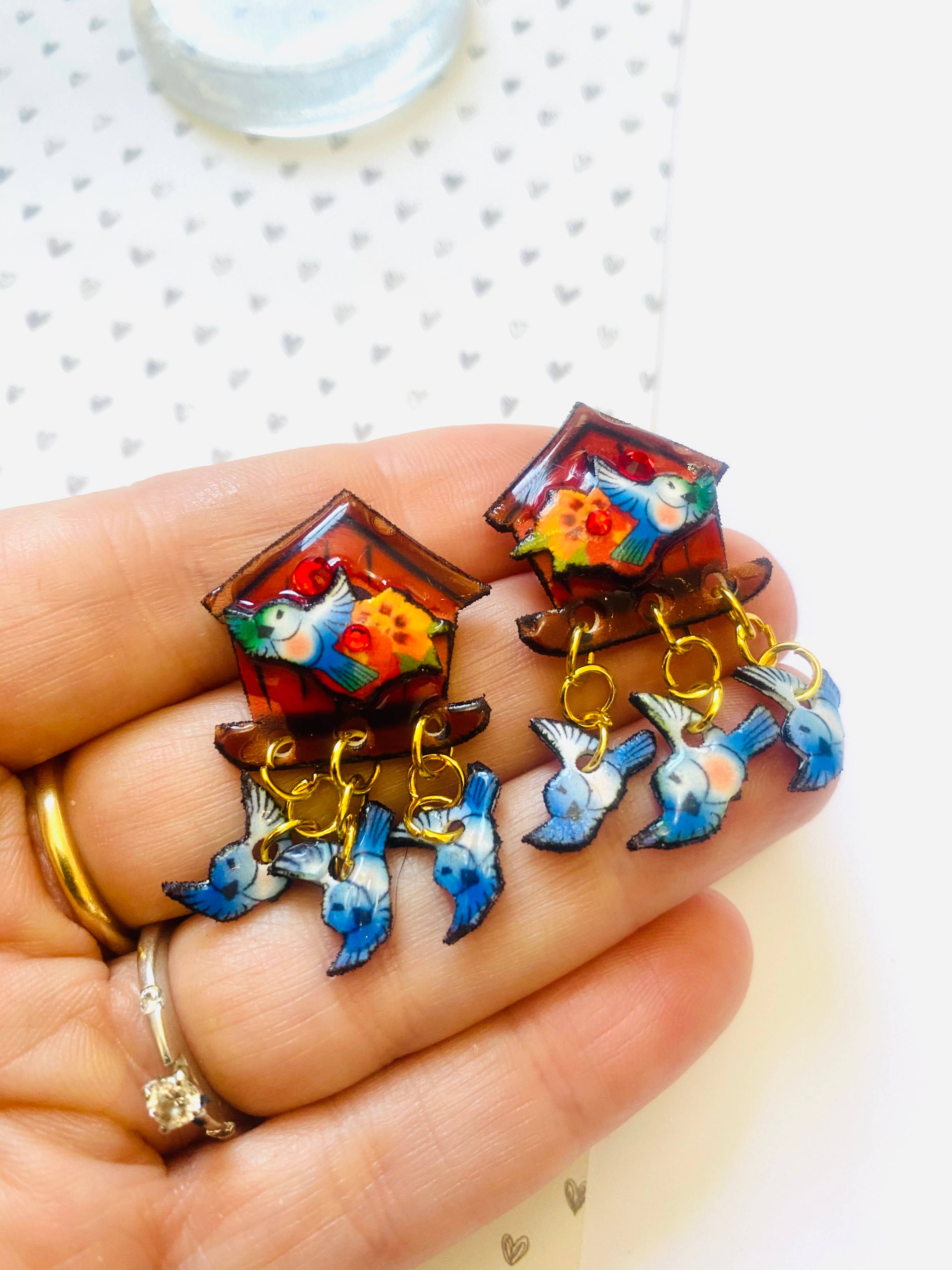 Bird House Earrings by Rosie Rose Parker - Handmade Dainty Birdcage Jewelry for Women | Perfect Gift for Nature Lovers, Boho Style Accessories for Everyday Wear or Special Occasions