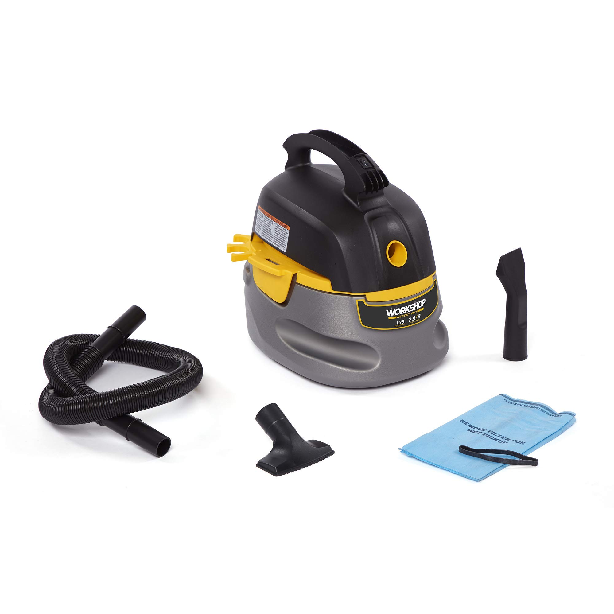 WS0255VA 2.5-Gallon Wet/Dry Vacuum - Compact & Portable for Home & Workshop