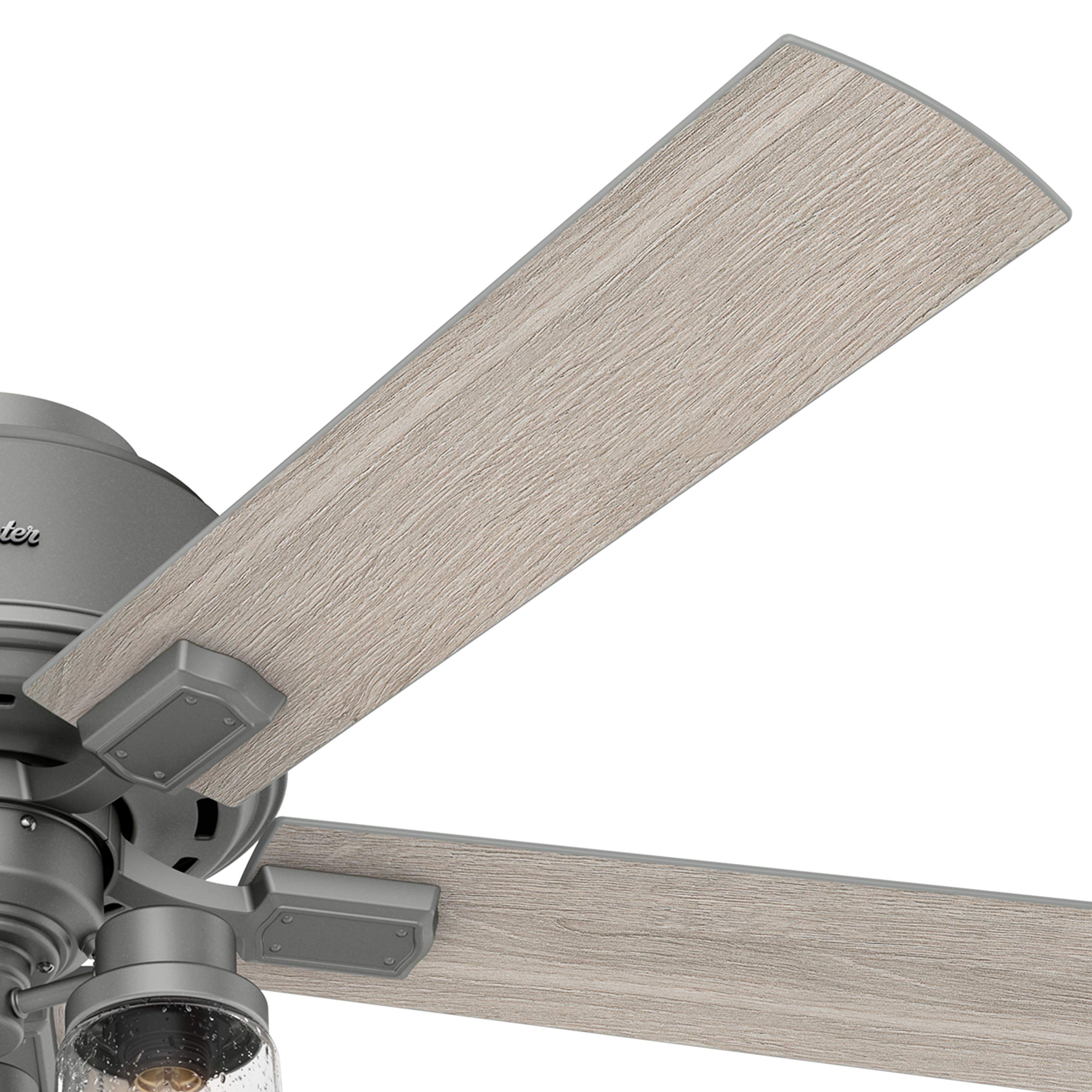 Hunter Fan 52 Inch Low Profile Matte Silver Indoor Ceiling Fan with Light Kit - Energy Efficient Quiet DC Motor - Perfect for Living Room, Bedroom or Office (Renewed)