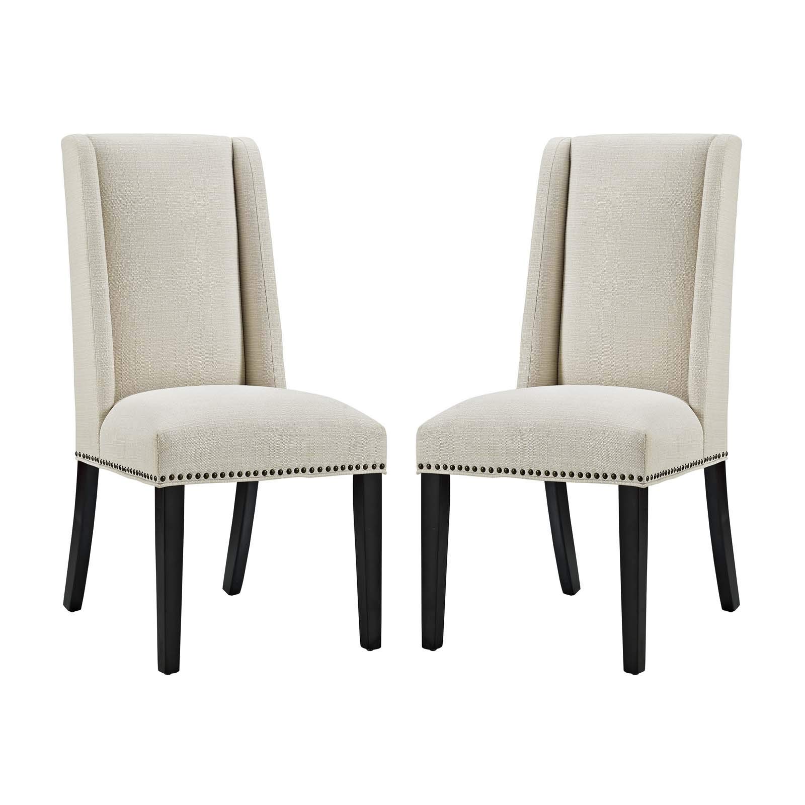 Modern Contemporary Urban Design Fabric Dining Chairs, Set of 2 Beige Kitchen Side Chairs for Dining Room, Living Room & Breakfast Nook