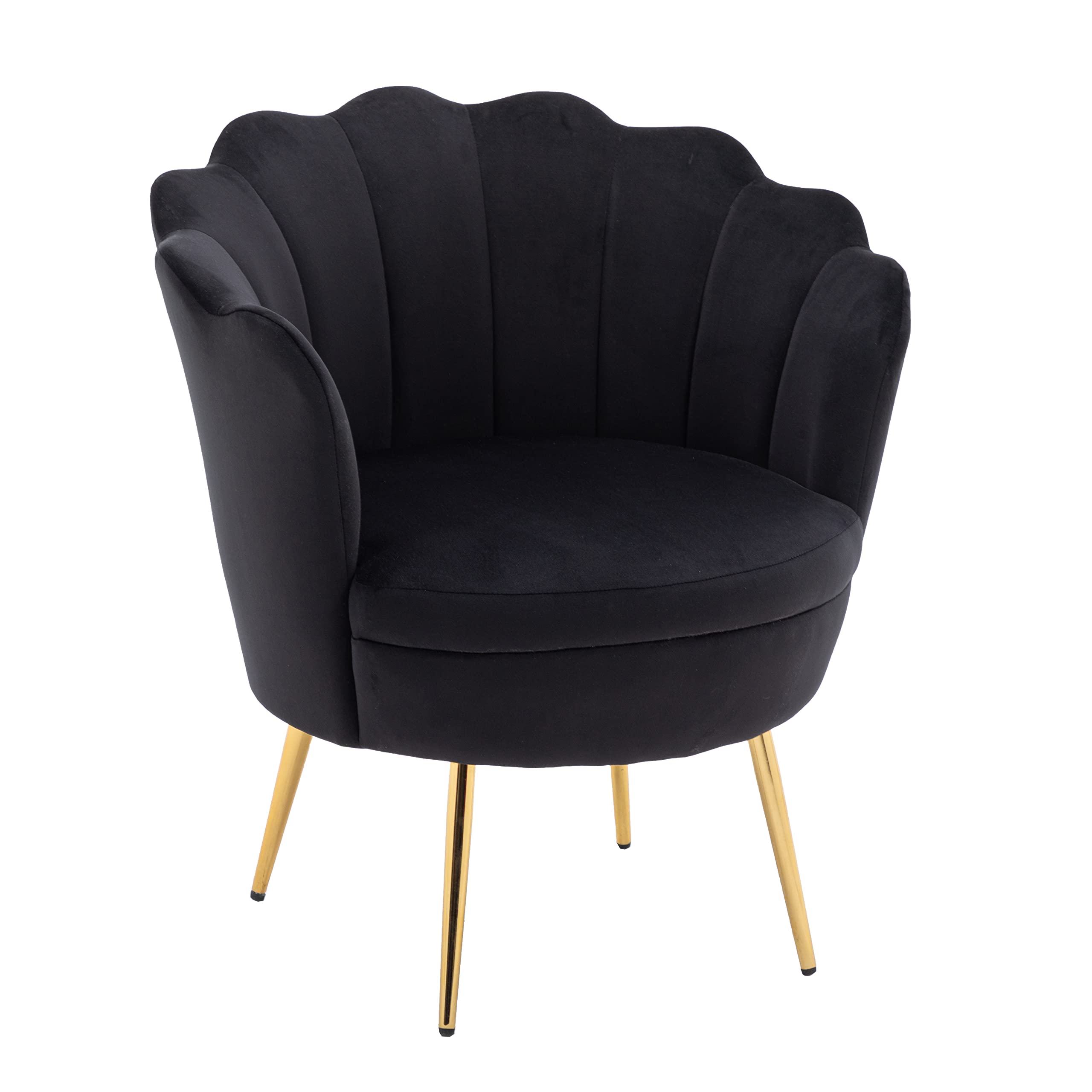 Luxury Velvet Accent Chair - Modern Home Office Desk Chair, Task Vanity Makeup Chair for Living Room & Bedroom (Black) | Perfect for Working, Studying, and Relaxing