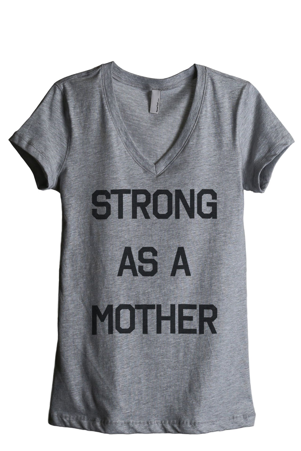 Strong As A Mother Women's Relaxed V-Neck T-Shirt - Comfortable Casual Tee for Everyday Wear | Perfect for Moms, Workouts & Weekend Outfits
