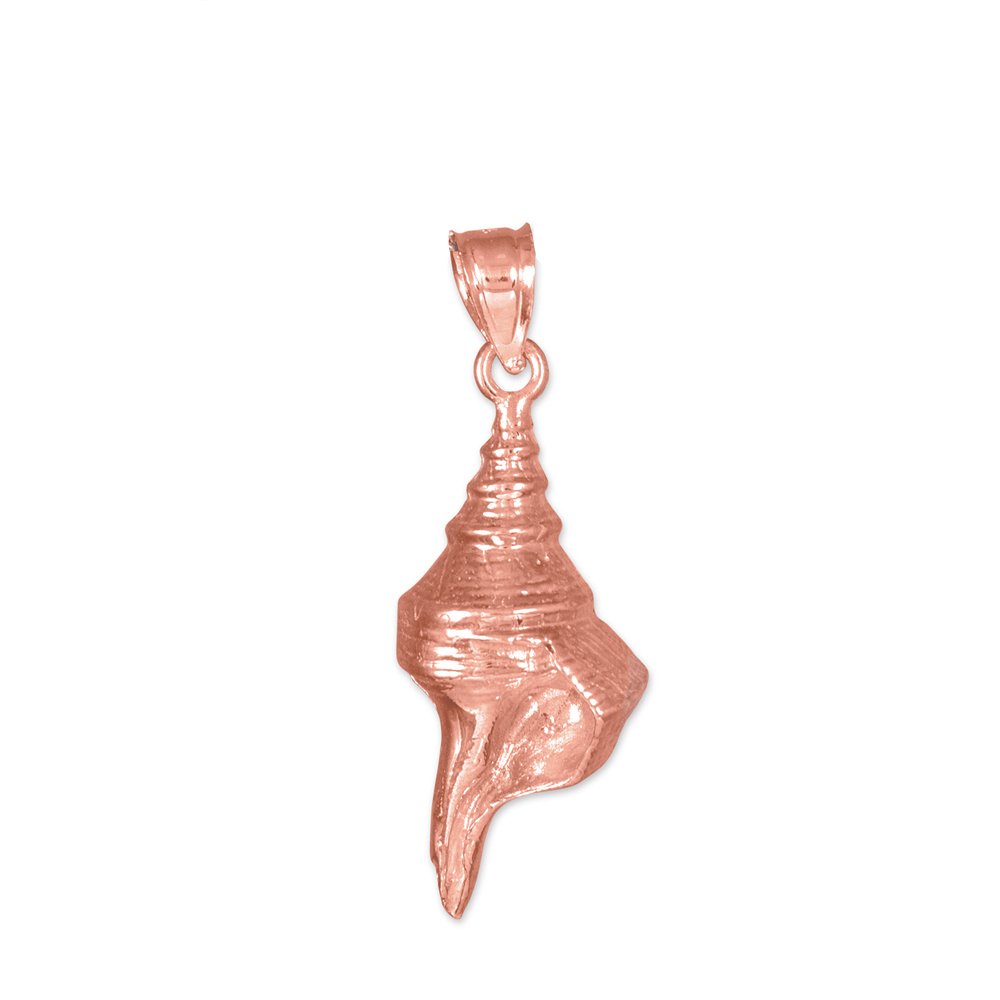 10K Rose Gold Conch Shell Pendant Necklace - Elegant Beach Jewelry for Women, Perfect for Summer Vacations & Boho Fashion