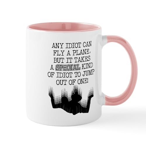White/Pink Inside - Special Idiot Skydiver Skydiving Funny T Shirt Mug