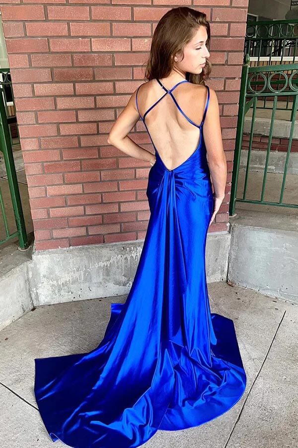 Royal Blue Mermaid Corset Prom Dress with High Slit - Elegant Wedding Guest Dress for Evening Parties & Formal Events