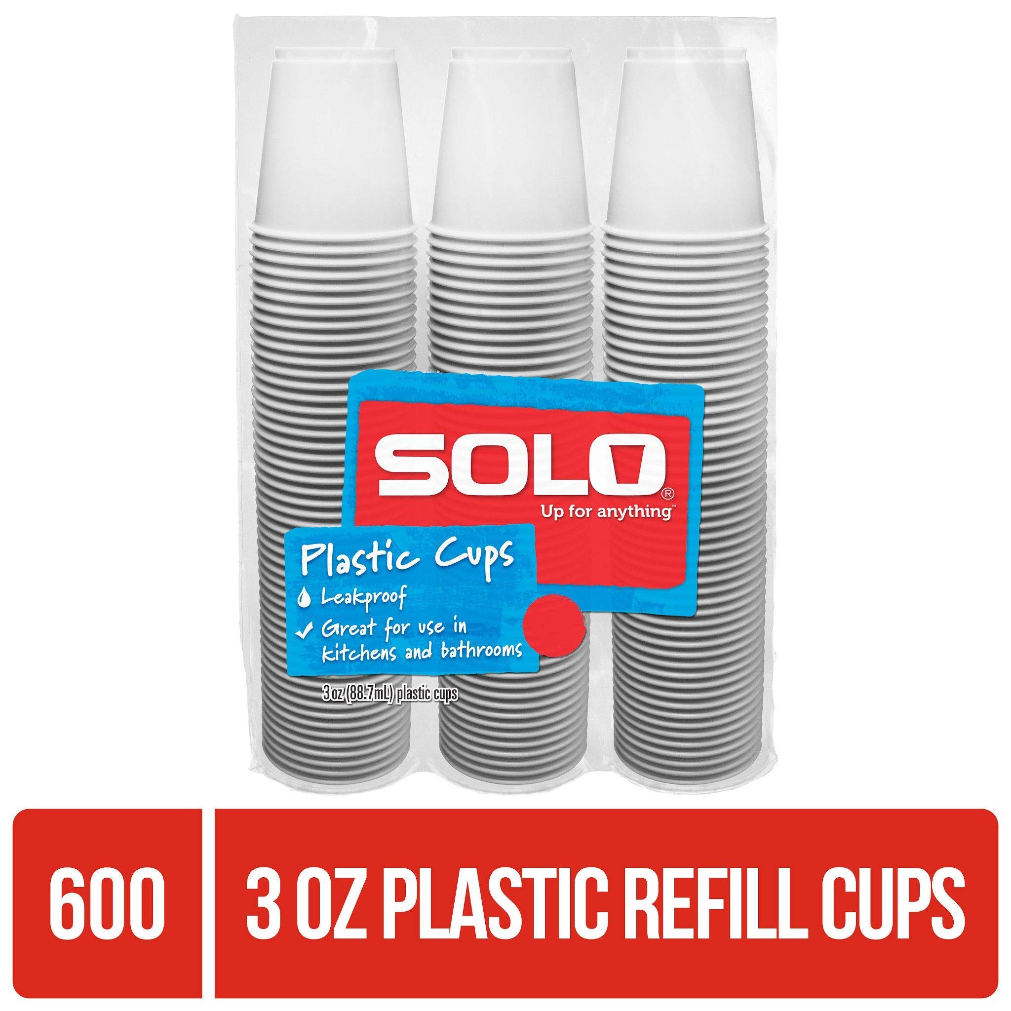 SOLO Plastic Bath Refill Cups - 3 Ounce, 600 Count (Pack of 4) - Disposable White Cups for Bathroom, Baby Care, Travel & Parties - BPA-Free & Durable