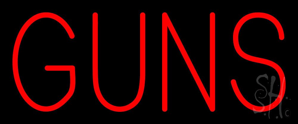 6 x 15 Inches Guns LED Neon Sign with Dimmer - Premium Black Square Cut Acrylic Backing for Indoor Decor | Perfect for Military Themed Rooms, Man Caves, and Defense Force Enthusiasts