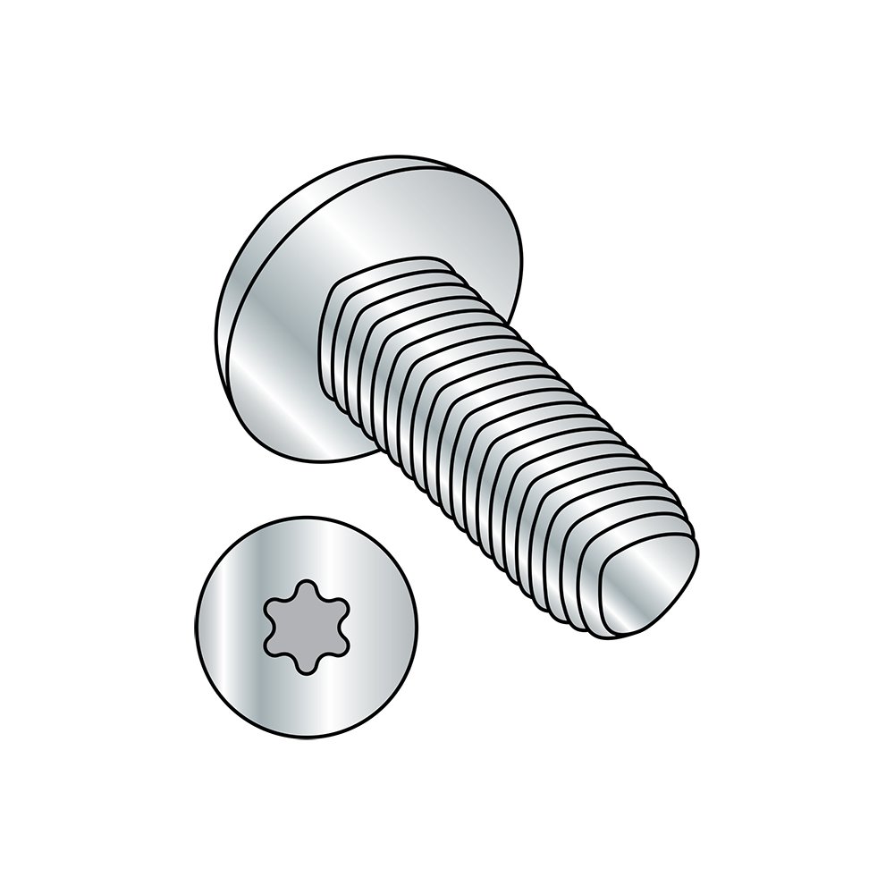 Small Parts 1124RTP Steel Thread Rolling Screw for Metal, Zinc Plated, Pan Head, Star Drive, #10-32 Thread Size, 1-1/2