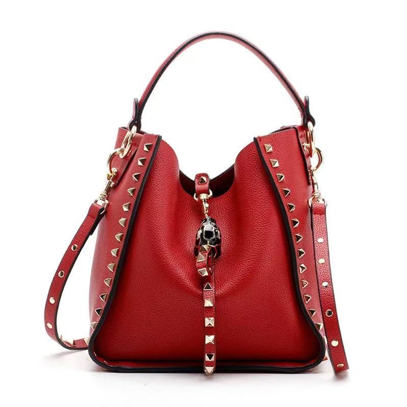 Stylish Studded Bucket Shoulder Bag for Women - Trendy Crossbody Purse with Metal Accents | Perfect for Casual Outings, Date Nights & Travel Accessories