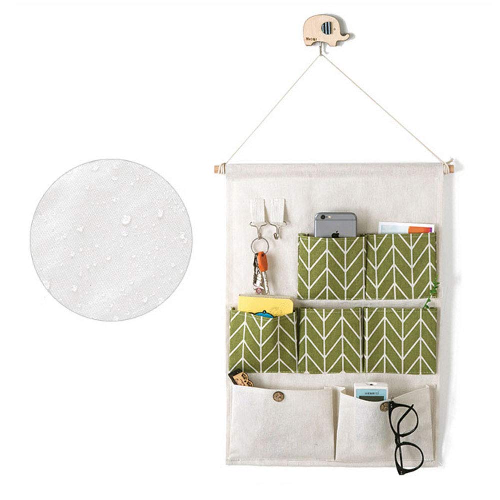 Axgo 7-Pocket Over The Door Magazine Organizer - Light Brown Hanging Storage with 2 Hooks for Closet, Bathroom & Bedroom Organization - Perfect for Magazines, Towels & Accessories