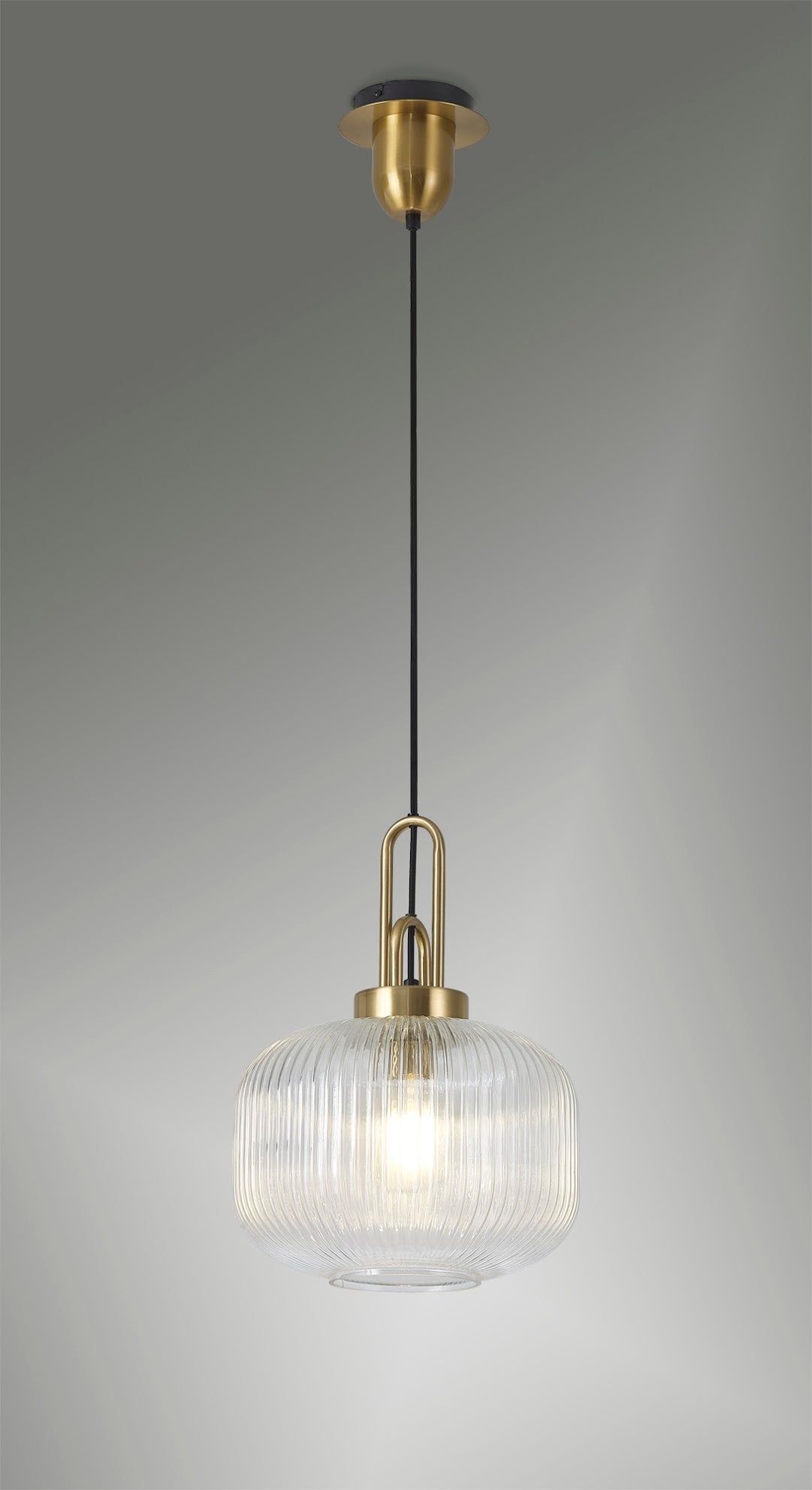 Stylish Cadiz 1-Light Pendant Light with 30cm Pumpkin-Shaped Ribbed Glass Shade - E27 Socket, IP20 Rated, Multiple Color Options - Perfect for Kitchen Island, Dining Room, or Entryway Lighting