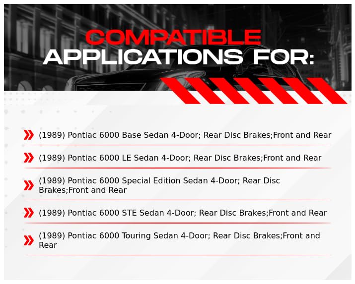 R1 Concepts Premium Ceramic Brake Pads and Rotors Kit - Front & Rear Brake System for 1989 Pontiac 6000 | High-Performance Stopping Power for Daily Commuting & Highway Driving