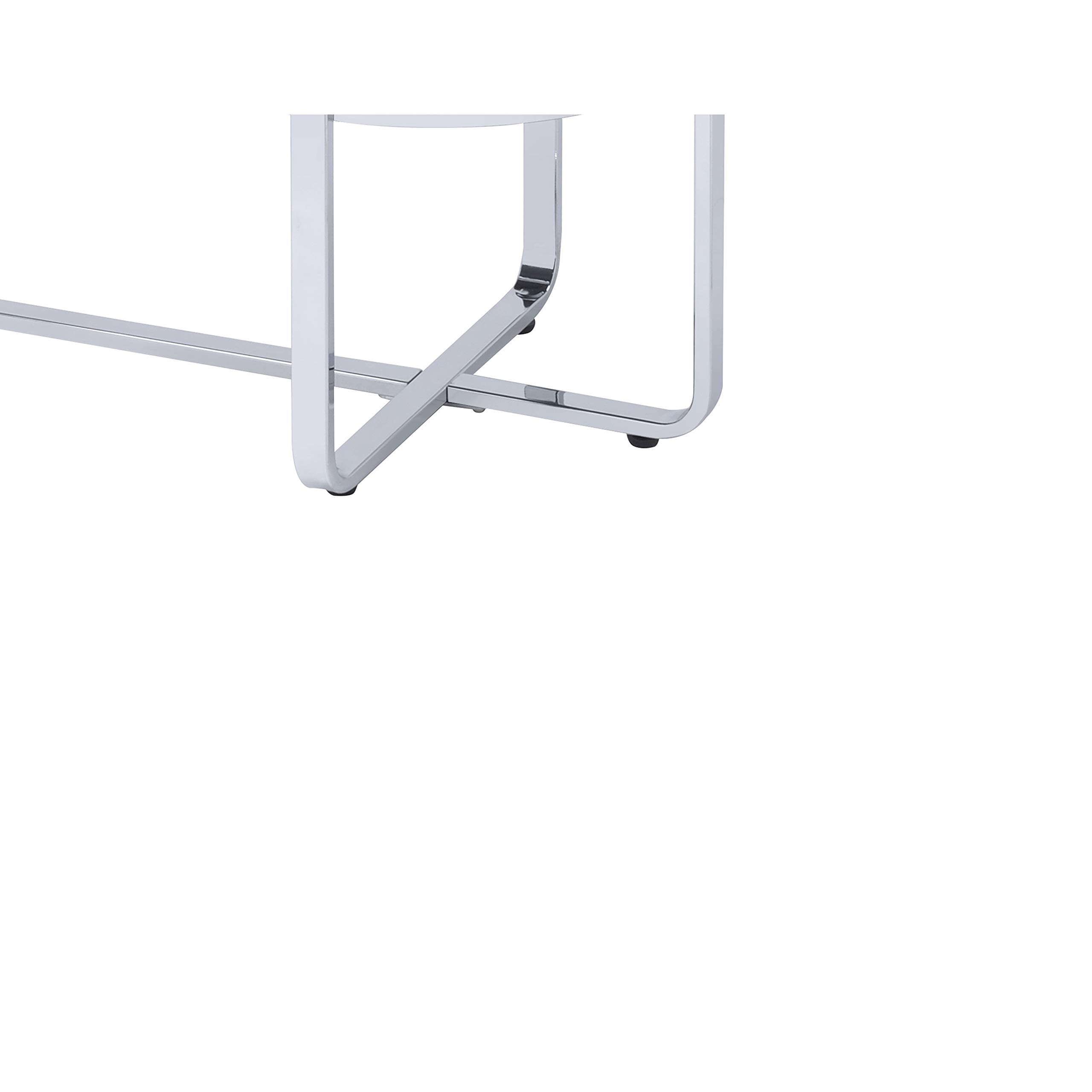 Modern Silver Metal Sofa Table with Clear Glass Top - Contemporary Rectangle Design for Living Room, Entryway, or Office Storage and Decor