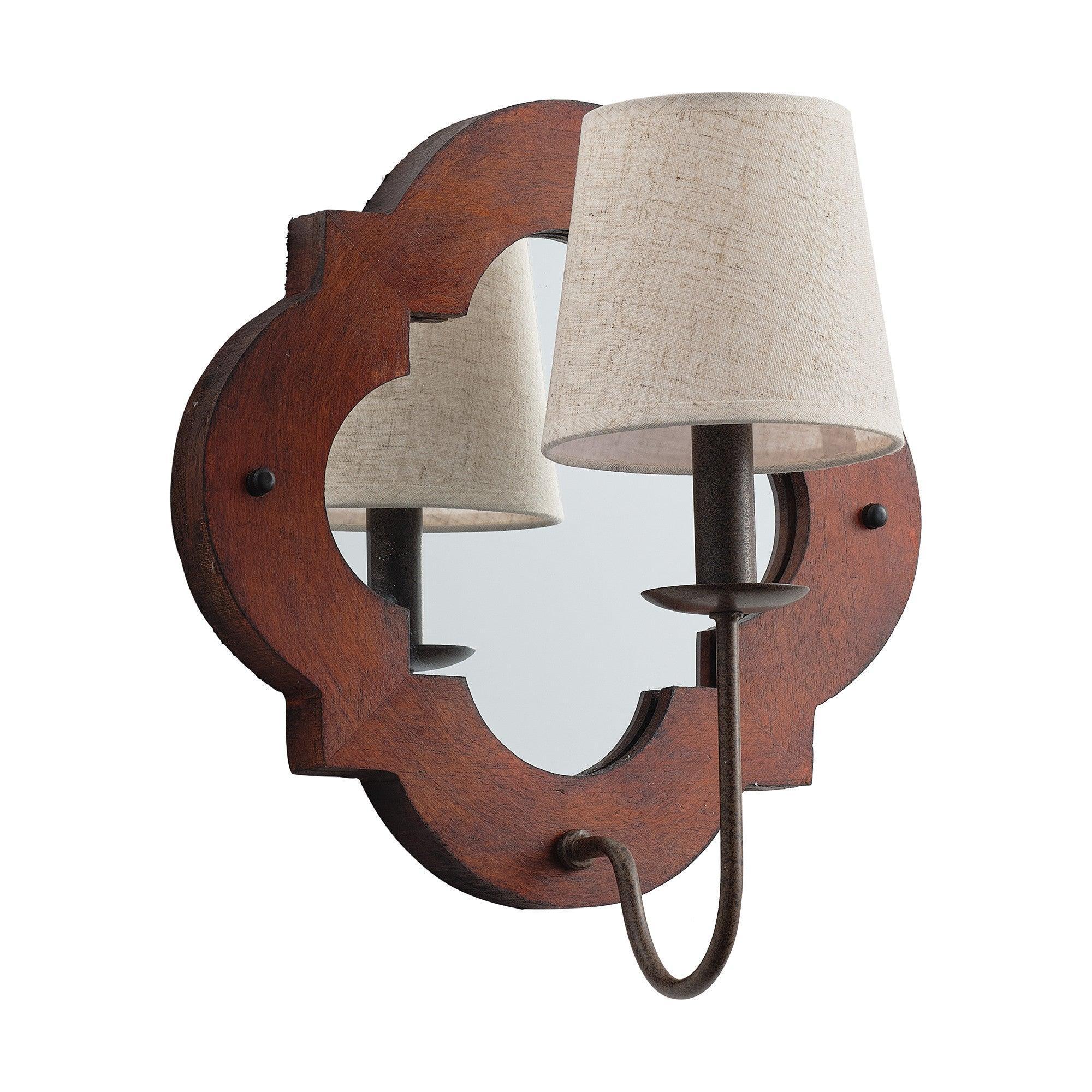 Rustic Iron Wood Wall Sconce Light - Farmhouse Style Candle Holder for Bedroom, Living Room, or Porch Decor